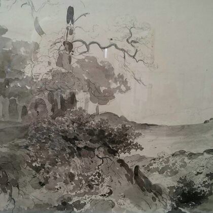 Grindgat bij de Hemelse berg en Oorsprong Oosterbeek. Tekening ongedateerd.