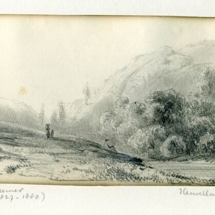 Heuvel landschap omgeving Bergen. Tekening 1854.