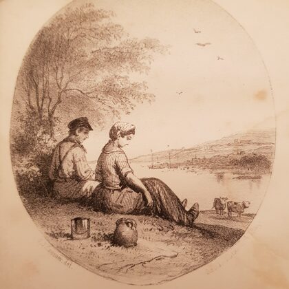 'T Kriekende kriekske. tekening bij de novelle uit 1857.