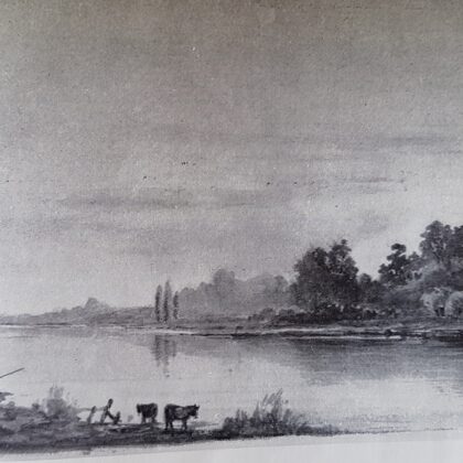 Rivierlandschap. Tekening ongedateerd.