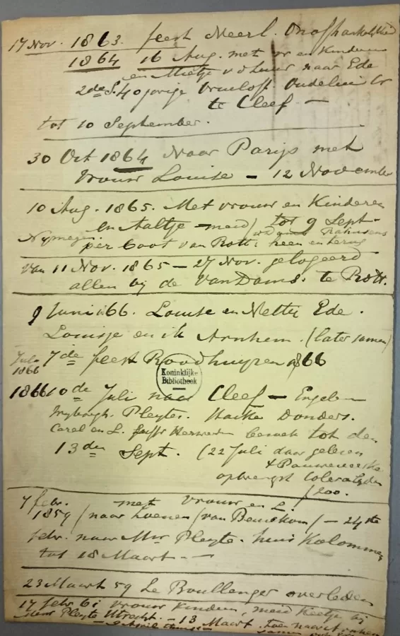 1859-1866: Uitstapjes en vakanties