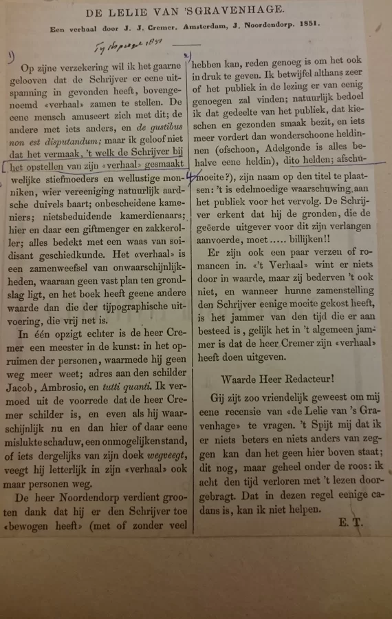 Tijdspiegel, 1851