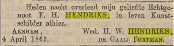 Arnhemsche courant, 5 april 1865.