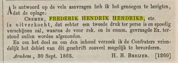 Nieuwsblad voor den boekhandel, 5 oktober 1865.