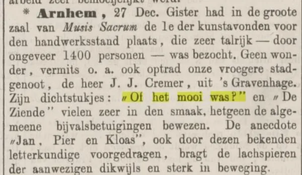 Dagblad van ZuidHolland en sGravenhage, 29 december 1871.