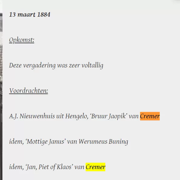 Verenigingsleven Haaksbergen, 1884.