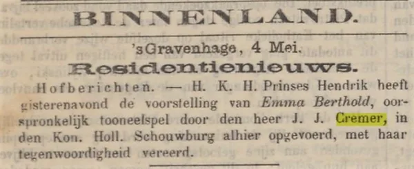 Vaderland, 5 mei 1870. Prins Hendrik.