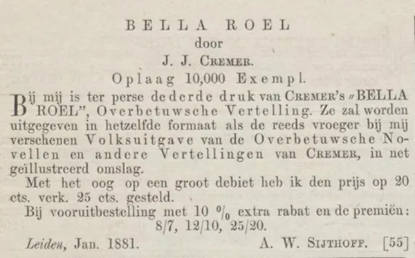 Nieuwsblad voor den boekhandel 7 januari 1881.