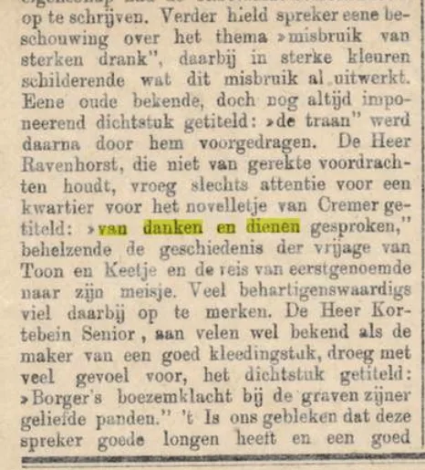 Apeldoornsche courant, 23 februari 1884.