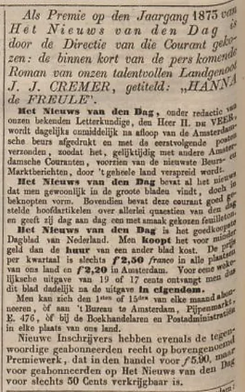 Opregte Haarlemsche courant, 6 december 1872.