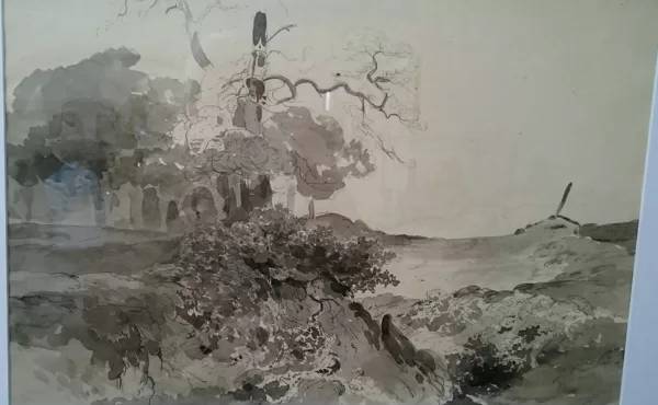 Grindgat bij de Hemelse berg en Oorsprong Oosterbeek. Tekening ongedateerd.