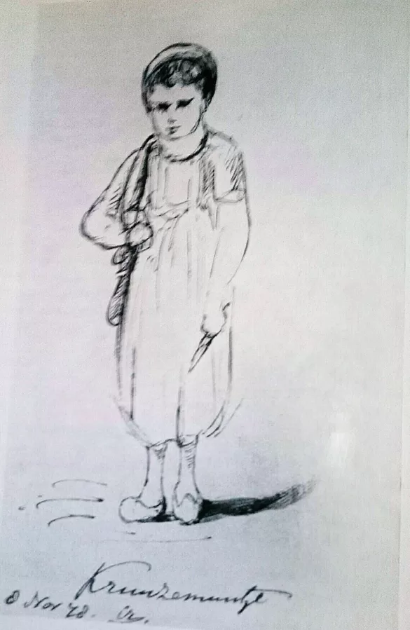 Kruuzemuntje. Tekening bij de novelle uit 1878.