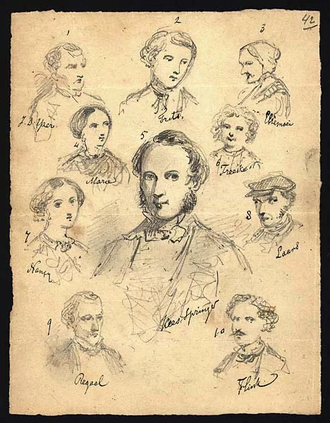 Personages bij de novellen Portretten en Kees Springer uit 1858.