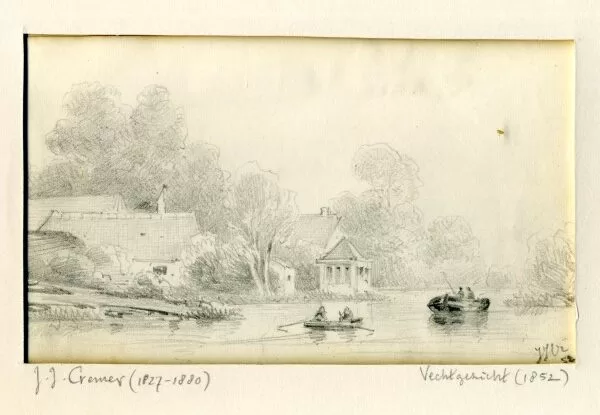 Theekoepel bij Loenen aan de Vecht. Tekening 1852.