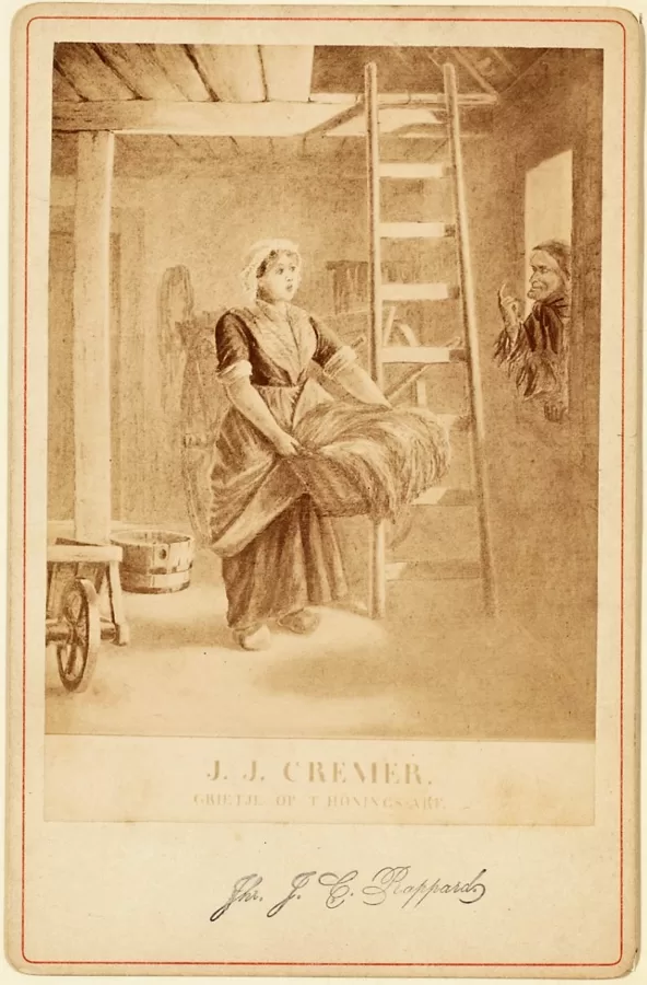 Grietje op 't Honings arf. Tekening bij de novelle uit 1866.