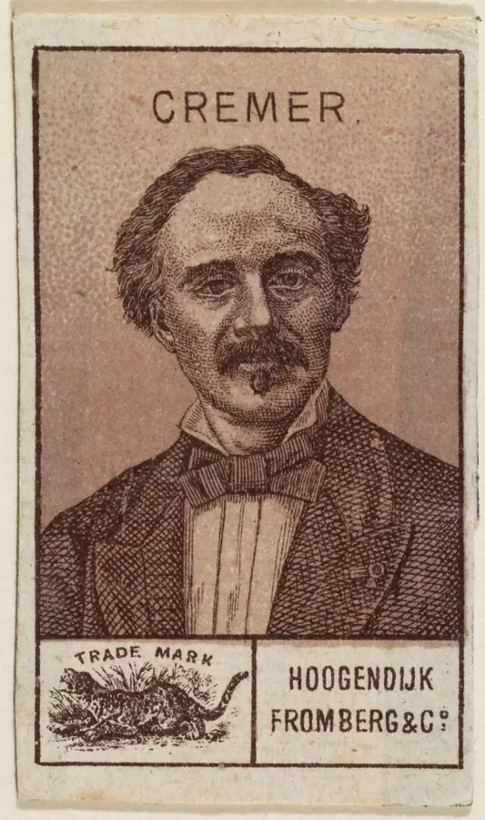 Cremer in 1878 op een lucifersdoosje.